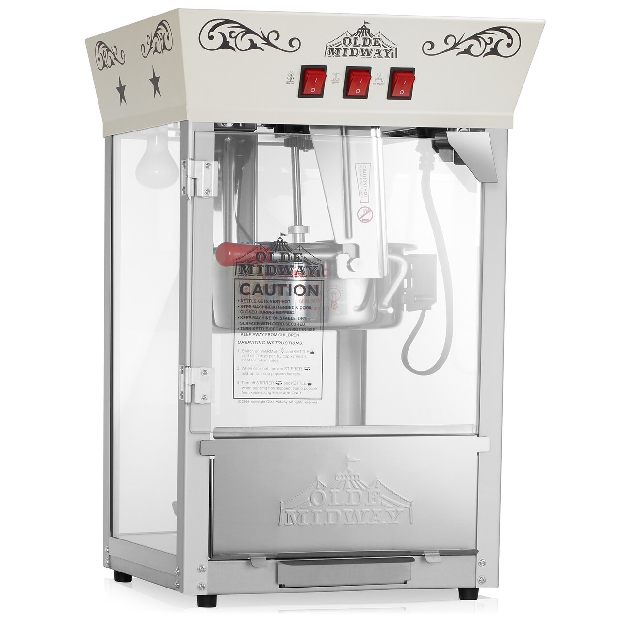 Olde Midway Movie Theater-Style Popcorn Machine Maker with 10-Ounce Kettle, Vintage-Style Countertop Popper